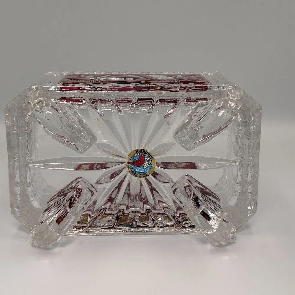 Hofbauer Byrdes Ruby Red Bird 4-Footed Bowl Trinket Candy Dish 24% Lead Crystal